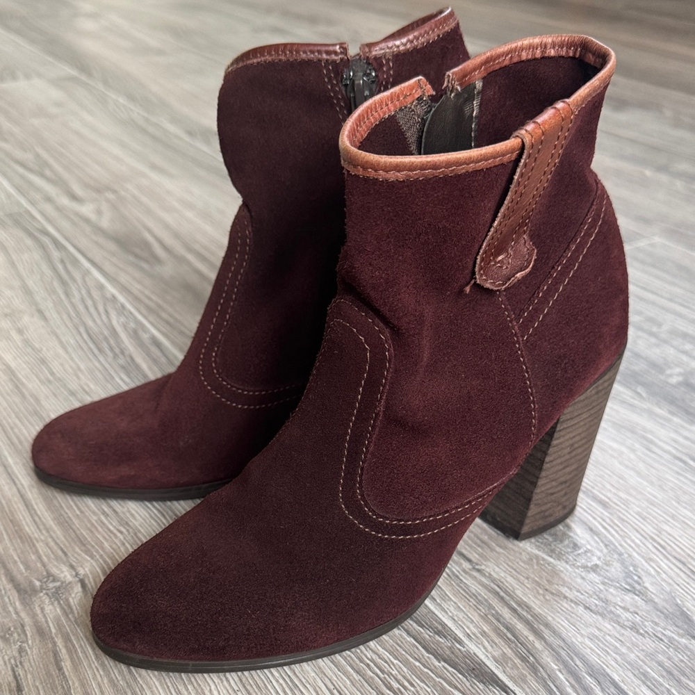 Women's Burgundy Suede Ankle Boots 6.5